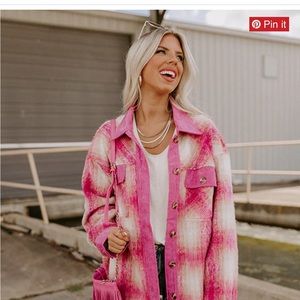 Pink plaid fashion jacket size medium Entro brand worn once!